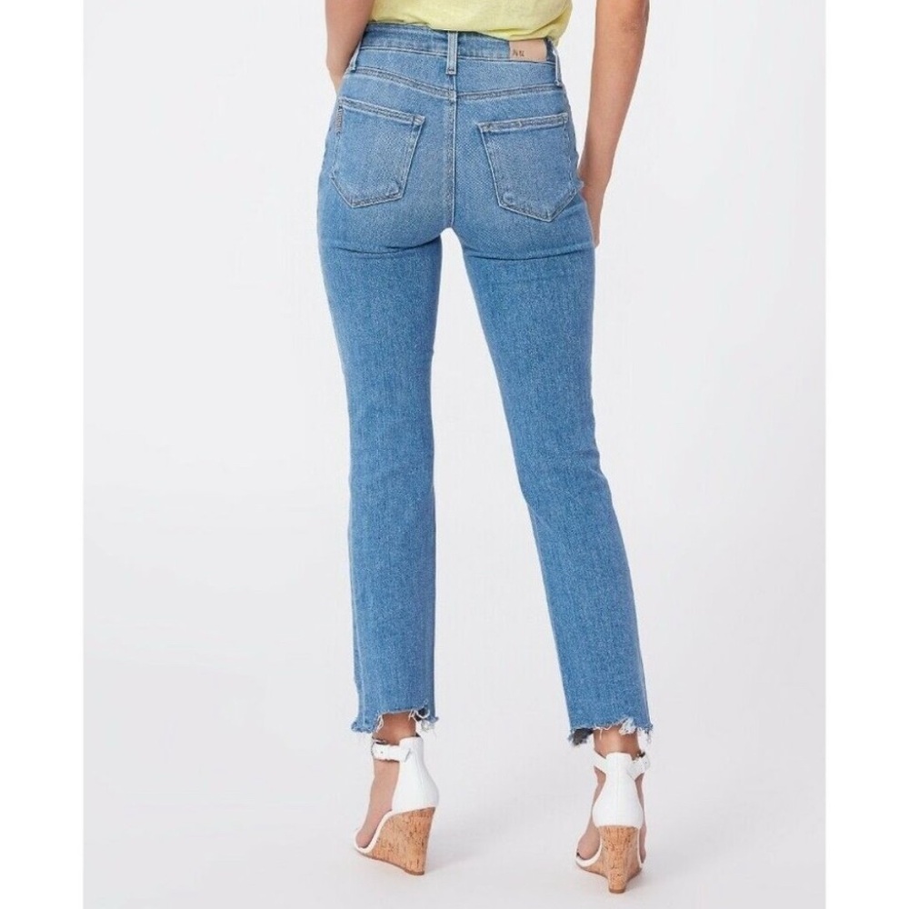Paige Cindy Straight Jeans in Mel Destroyed Hem Denim. - Picture 2 of 12